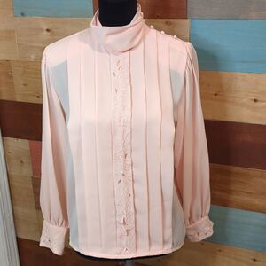 SIZE 6 gorgeous vintage pink floral long sleeve blouse, Josephine